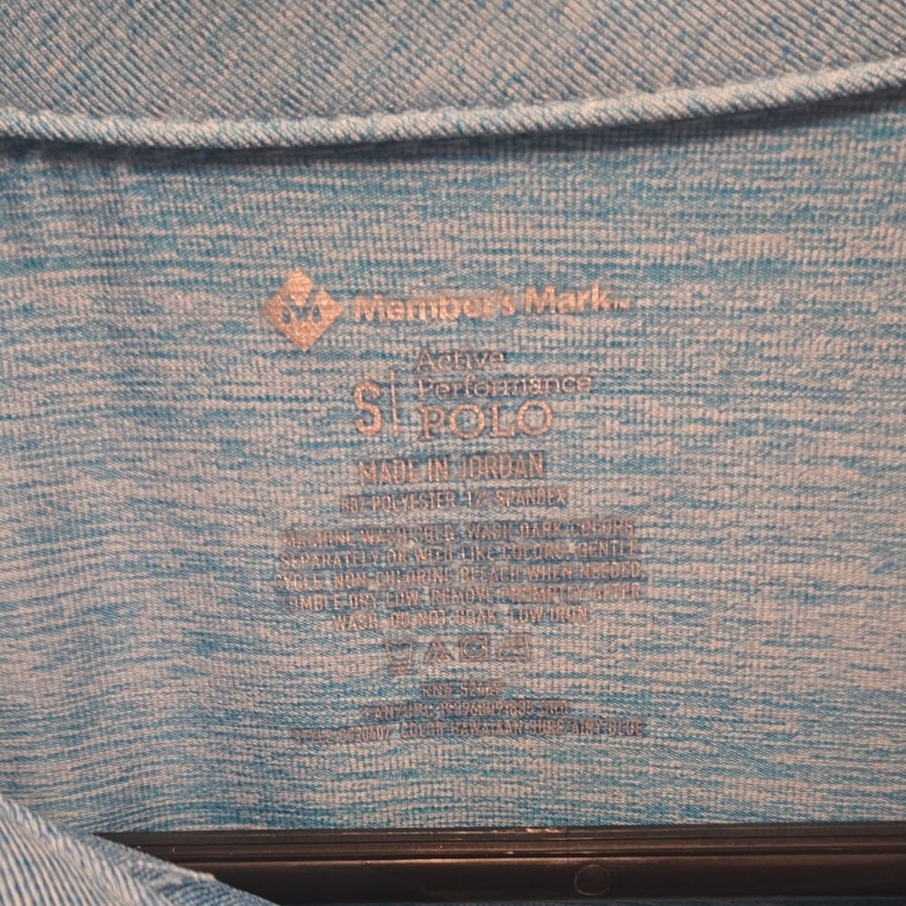 Blue Textured Polo Shirt with Knit Fabric